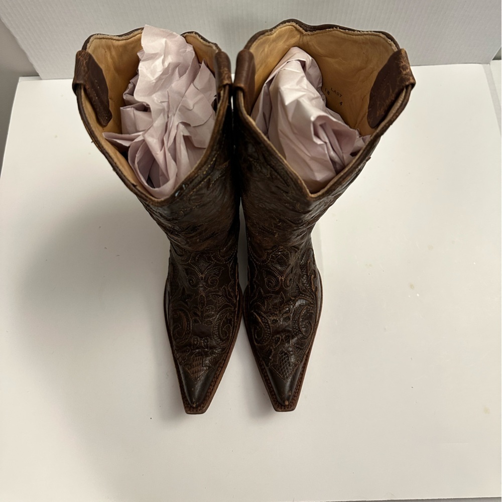CORRAL Women's Vintage Lizard Inlay Snip Toe Cowgirl Boots C2109 Size 9.5 - Picture 15 of 16